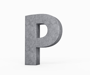 3d Concrete Capital Letter P Alphabet P Made Of Grey Concrete Stone White Background 3d Illustration
