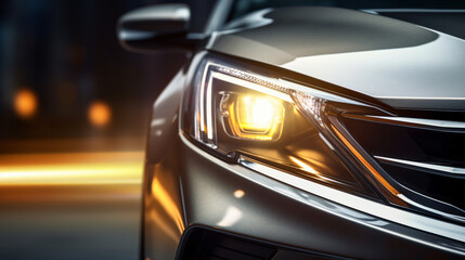 Closeup headlights of modern car