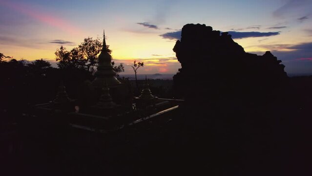 Silhouette Of A Stupa At Wat Preah Kral