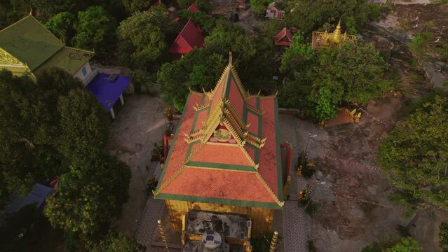 Aerial Shot Of Preah Kral Pagoda During Daytime