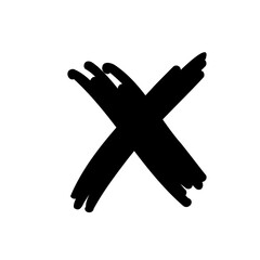 Obraz premium Brush stroke X letter latin english in doodle brush hand drawn style isolated on white background. For abc, education, logo, branding, font, alphabet, signboard, lettering, presentation.