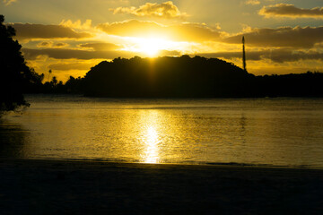 Golden Hazy Sunset Silhouetted