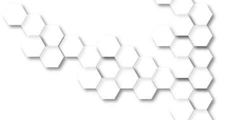 Seamless pattern with hexagons Pattern of white hexagon white abstract hexagon wallpaper or background. 3dFuturistic abstract honeycomb mosaic white background. Technology hexagonal digital shape.