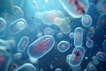 image of bacteria under a microscope, widescreen format