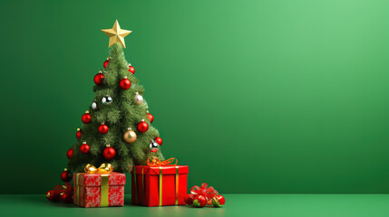 Сhristmas tree with toys and gifts