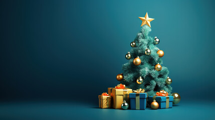 Сhristmas tree with toys and gifts