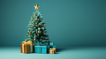 Сhristmas tree with toys and gifts