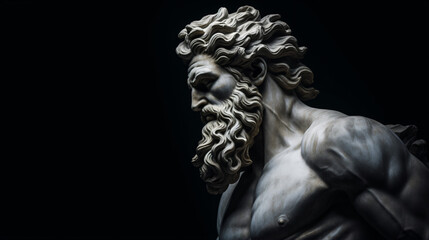 Handsome marble statue of powerful greek god - obrazy, fototapety, plakaty