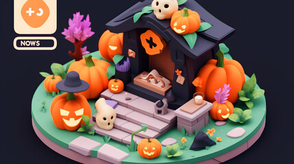 Obraz na płótnie Canvas 3d rendering and illustration of halloween mysterious elements, pumpkins, scary, orange, spider, spooky