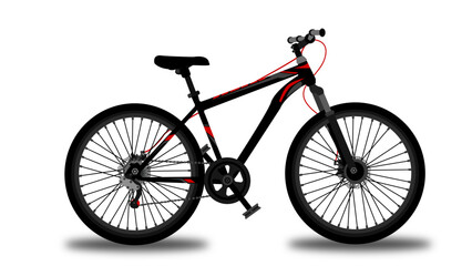 Vector illustration of side view of kids mountain cycle with 7-speed gear and handbrake for age group between 6-8 years.
