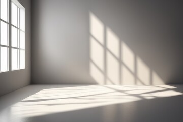 Fototapeta premium shadow from window on white wall background for display products