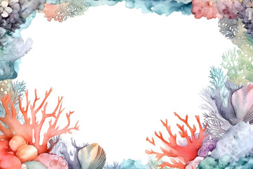 Obraz na płótnie Canvas 水彩の珊瑚のフレーム素材
