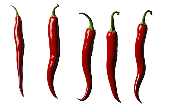 Red hot chili pepper isolated on transparent and white background, png