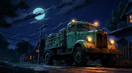 Fototapeta na wymiar Night Truck