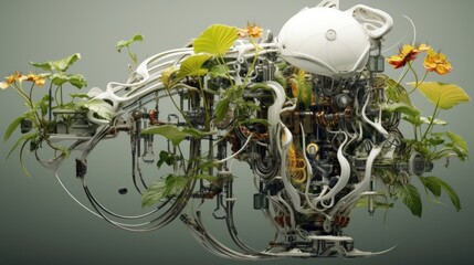 Mechanized flora: A fusion of robotic and plant elements in a harmonious design | generative AI