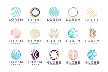 Set of bundle globe logo design element with creative modern concept