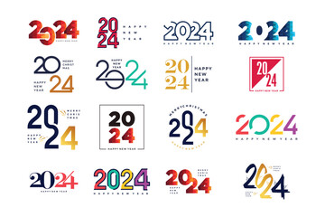 Set of bundle 2024 logo design element with creative modern concept