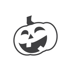 Scary black face clipart, spooky pumpkin facial expression, smiling ghost face at Halloween party isolated on white. vector illustration.