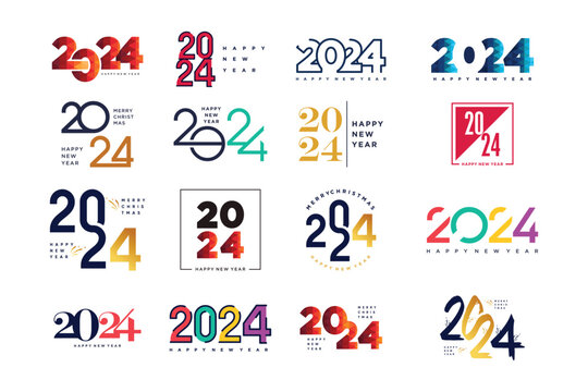 Set of bundle 2024 logo design element with creative modern concept