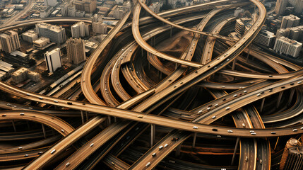 Overhead view of highway interchange