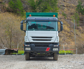 A truck on a logging site near the mountain village of Forni Avoltri in Carnia, Udine Province, Friuli-Venezia Giulia, north east Italy