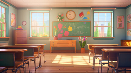 Fototapeta premium Animation of classroom morning time