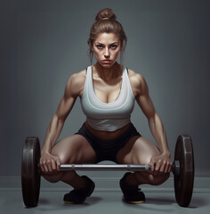 Fototapeta na wymiar Young woman with a dumbbell in the gym, fitness stock photos
