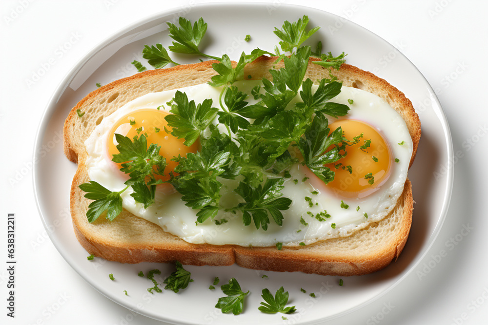 Aufkleber fried egg isolated on white background, top view. healthy breakfast generative ai technology...