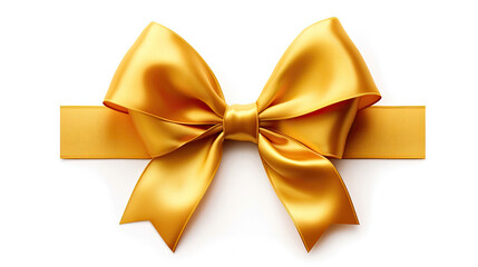 Gold ribbon with bow isolated on white background. ribbon bow. Generative Ai