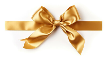 Gold ribbon with bow isolated on white background. ribbon bow. Generative Ai