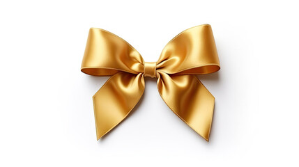 Gold ribbon with bow isolated on white background. ribbon bow. Generative Ai