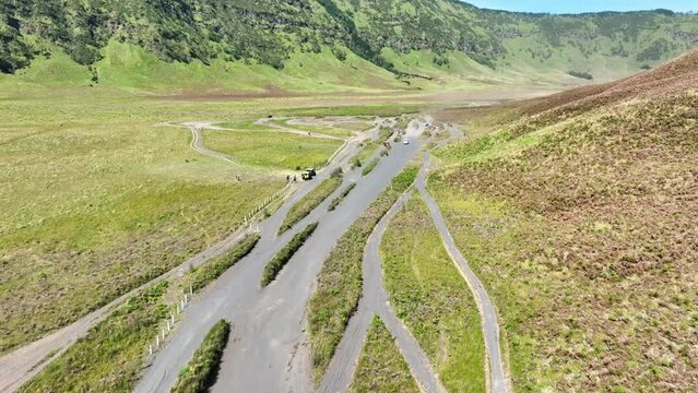 Aerial Drone Footage of Wonderfull Bromo Mountain at Indonesia