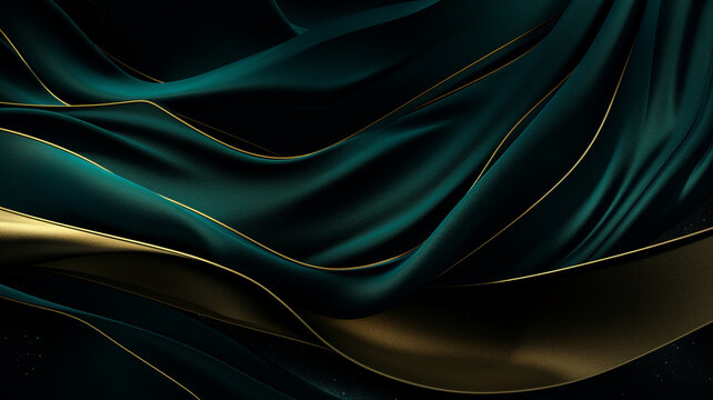 abstract luxury black and green luxury, green light ,gold dark fabric texture background
