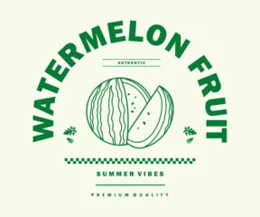 Abwaschbare Fototapete Positive Typografie  cartoon character of watermelon fruit Graphic Design for T shirt Street Wear and Urban Style