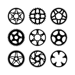 Sprocket wheel vector. Bicycle parts. Silhouette vector. - obrazy, fototapety, plakaty