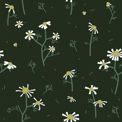 Seamless pattern with flowers chamomiles. Vector illustration - 638314863