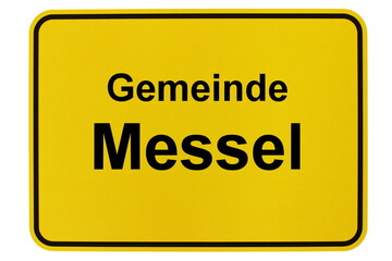 Illustration eines Ortsschildes der Gemeinde Messel in Hessen