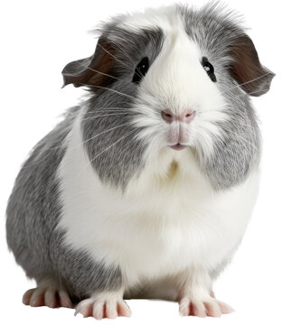 Grey guinea pig isolated on a white background as transparent PNG, animal