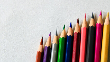 Colour pencils on a white background.