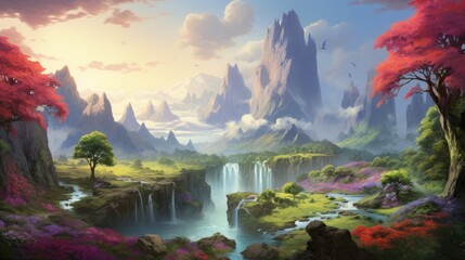 Illustrate a breathtaking landscape showcasing nature's grandeur