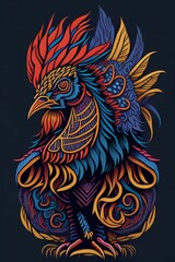 A detailed illustration of a Chicken for a t-shirt design, wallpaper, and fashion