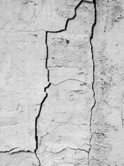 Crack Broken Rock Cement Floor Wall Background, Surface Texture Stone Damage Earthquake Effect Plaster Stucco Abstract Split Structure Backdrop, Cracked Concrete White Grey Vintage Construction Frame.