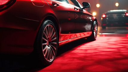 luxury modern red car closeup. Generative AI