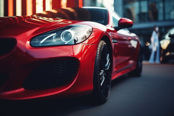 luxury modern red sports car close-up. Generative AI