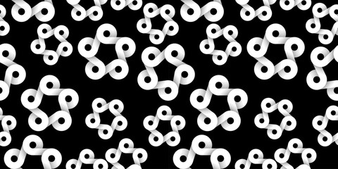 Impossible shapes seamless pattern - black and white. Infinite circle polygone shape - optical illusion. Vecor illustration.