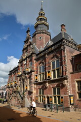 Fototapeta premium The ornate and colorful architecture of Renaissance style City Hall of Bolsward, Friesland, Netherlands