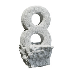 Stone number 8, Figures and symbols. 3D rendering