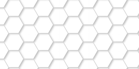 Seamless pattern Background Abstract hexagons. 3d Hexagonal structure futuristic white background and Embossed Hexagon , honeycomb white Background ,light and shadow ,Vector.