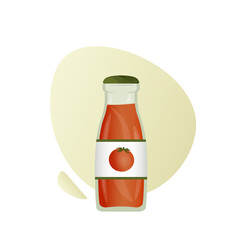 tomato juice in a jar. drink vector illustration