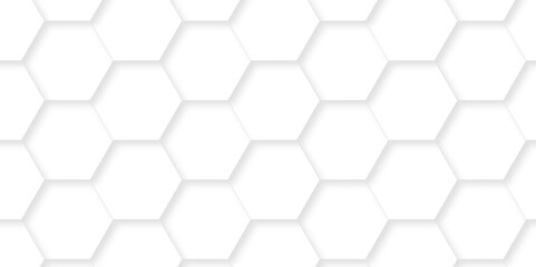 Seamless pattern of hexagons background technology with hexagons. 3d Hexagonal structure futuristic white background and Embossed Hexagon , honeycomb white Background ,light and shadow ,Vector.